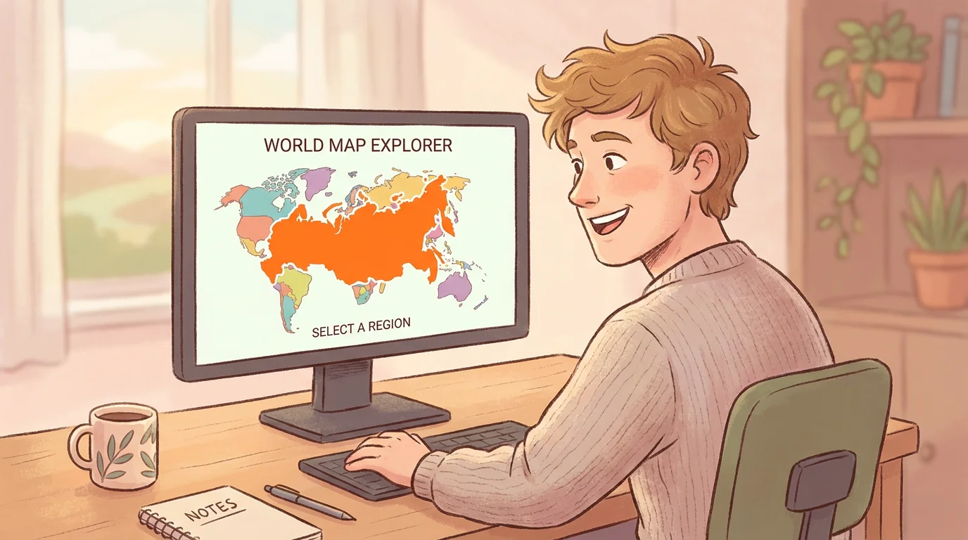 Person playing a map guessing game on their computer with a highlighted country silhouette