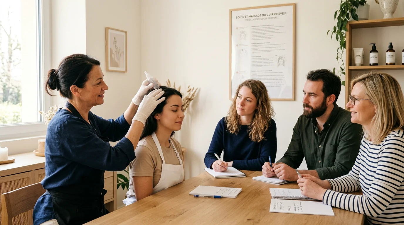 Groupe de stagiaires en formation de perfectionnement Head Spa