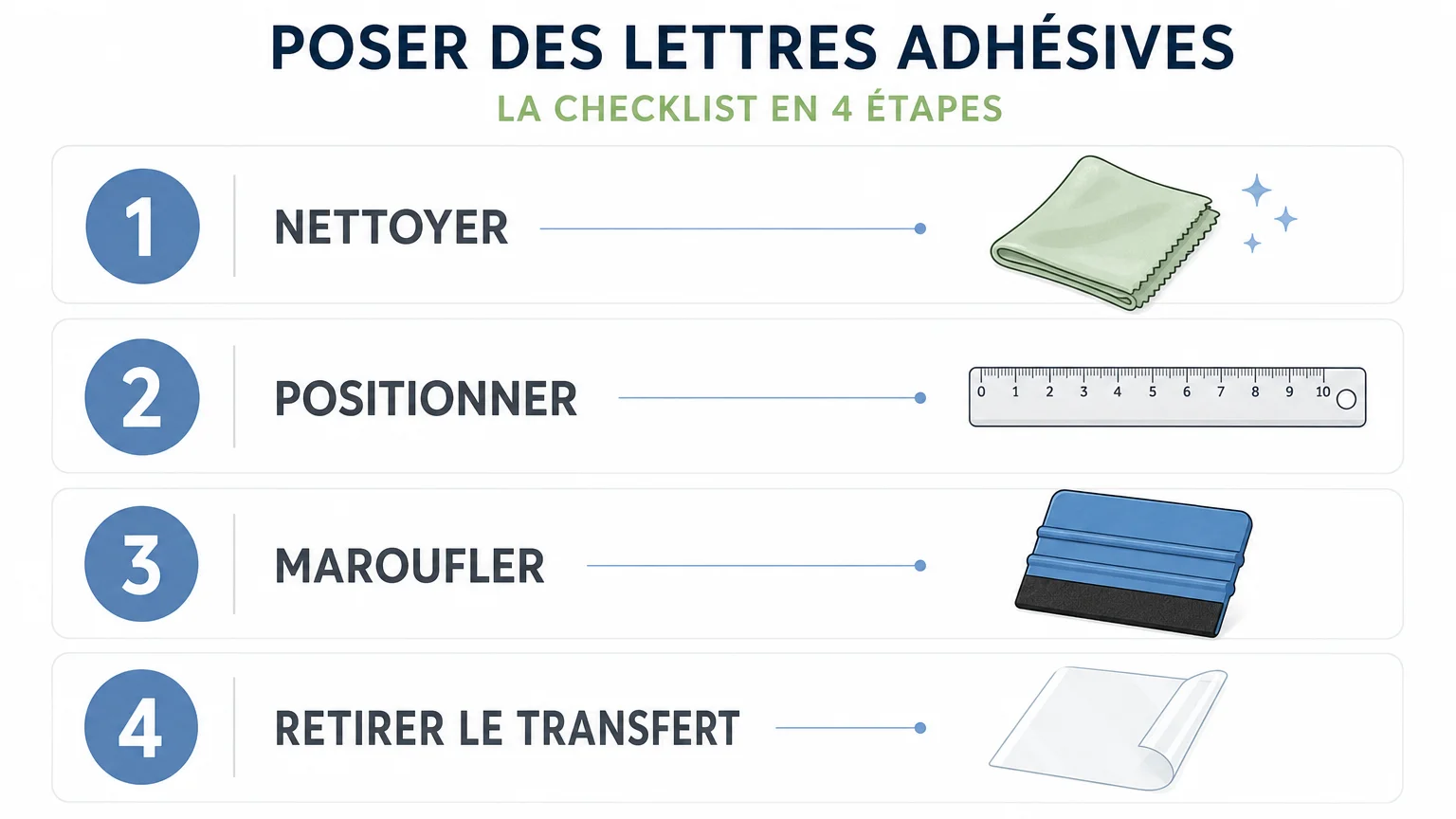 Checklist en 4 étapes pour poser des lettres adhésives