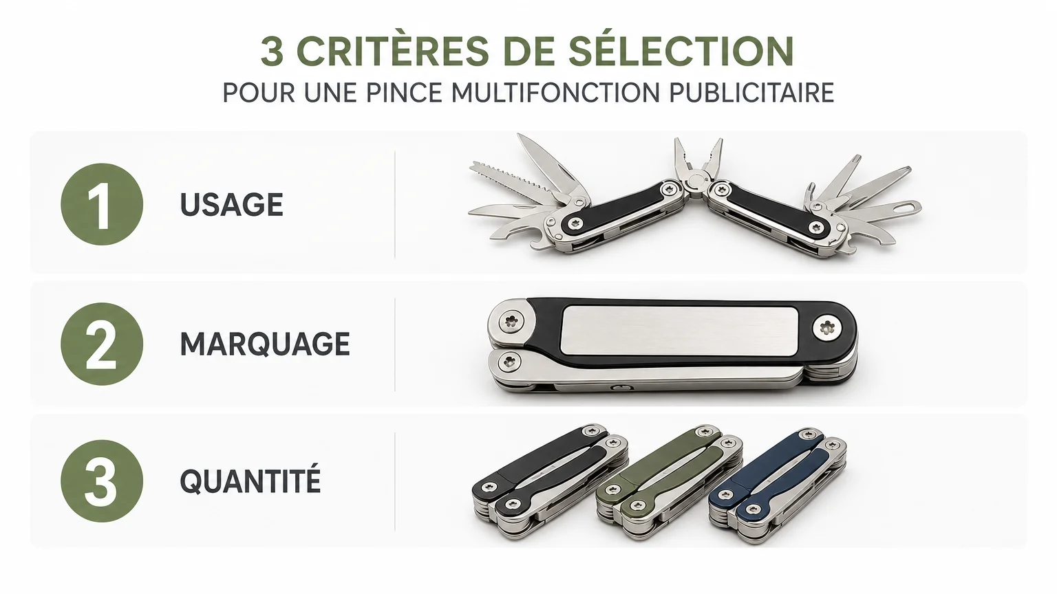 Trois critères pour choisir une pince multifonction personnalisée : usage, marquage et quantité