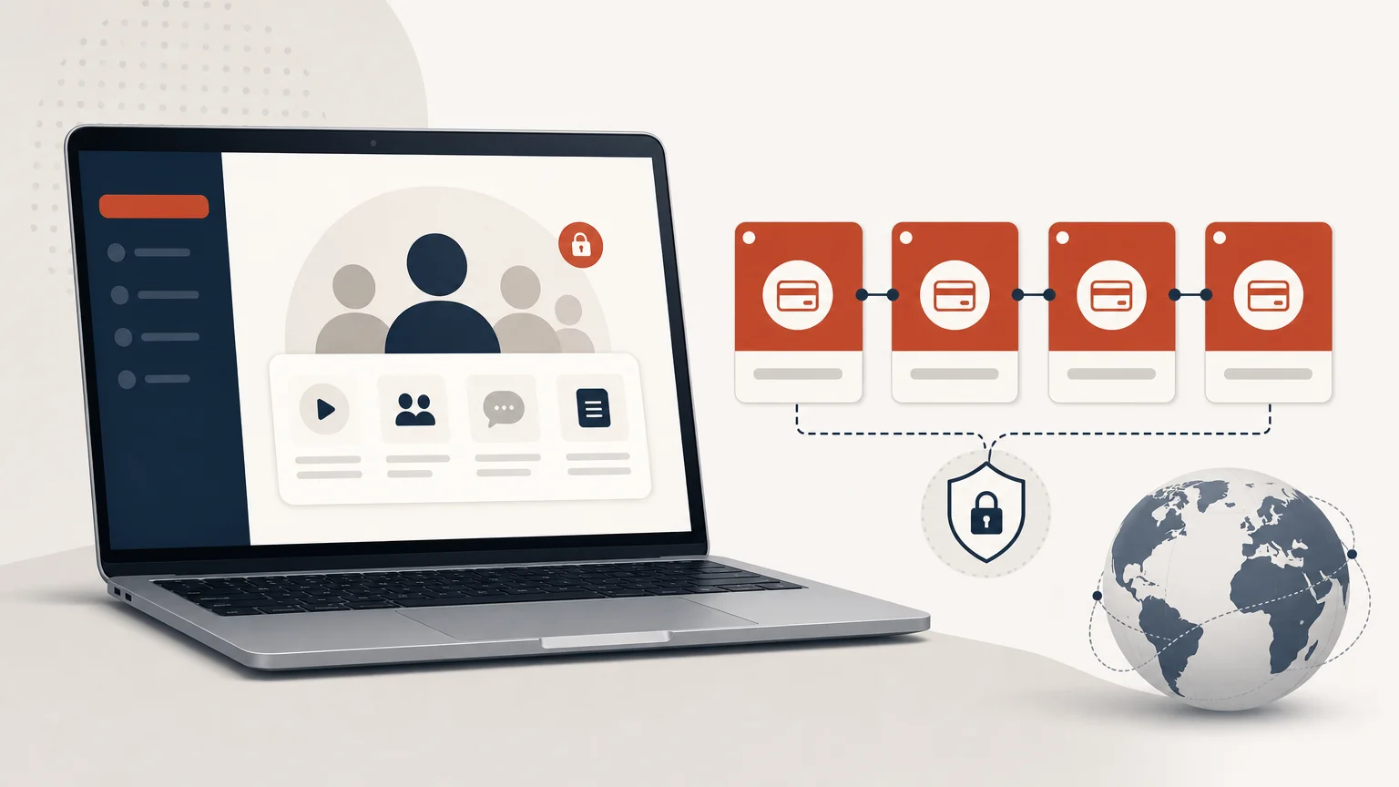 Editorial illustration of installment financing for a digital membership business