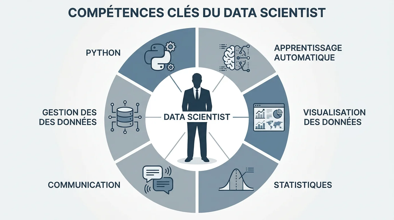 Infographie des compétences clés recherchées pour une alternance en data science