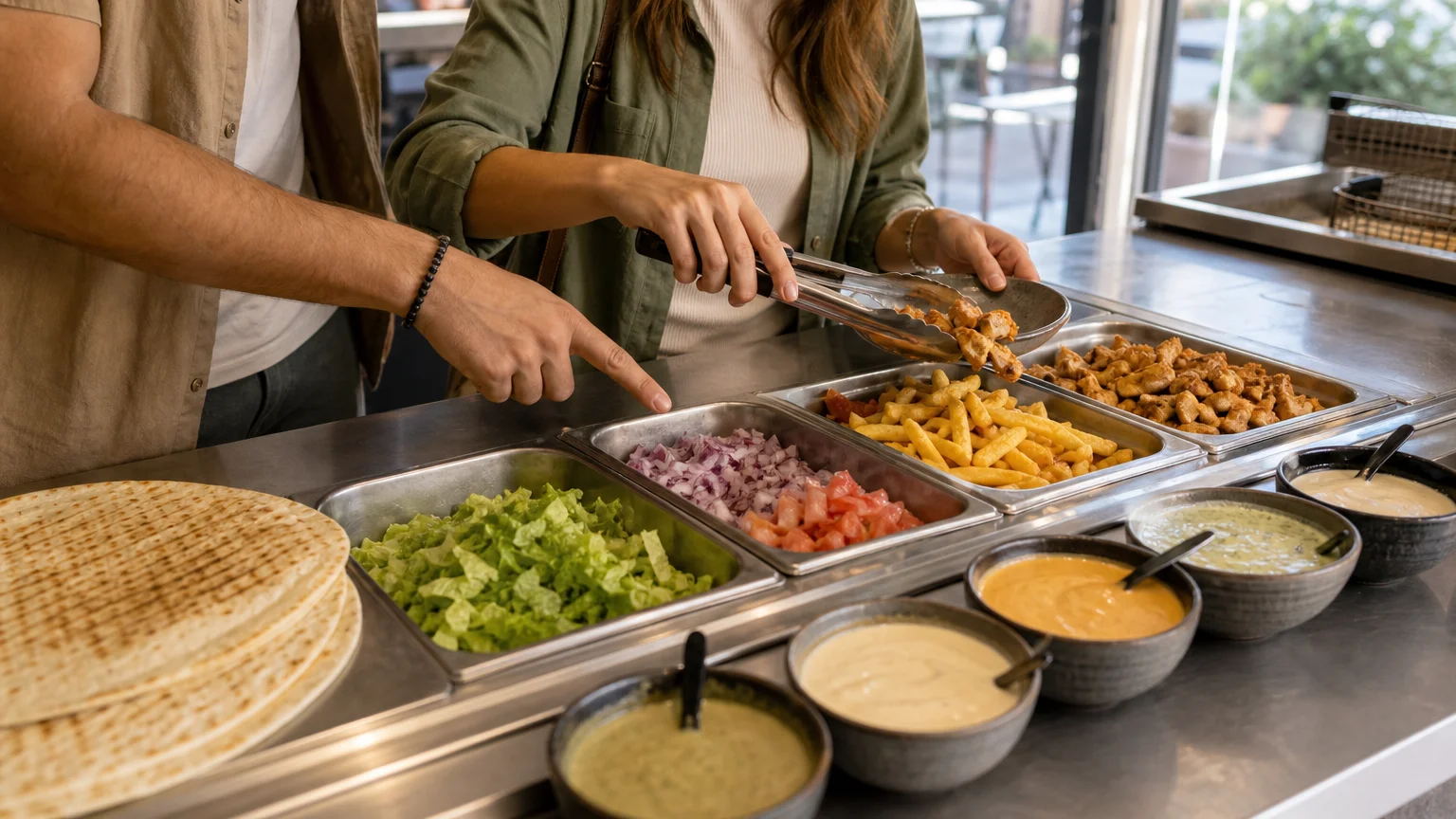 Choix des ingrédients pour composer un French Tacos