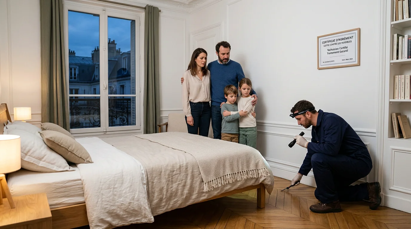 Chambre parisienne évoquant une infestation de punaises de lit à traiter