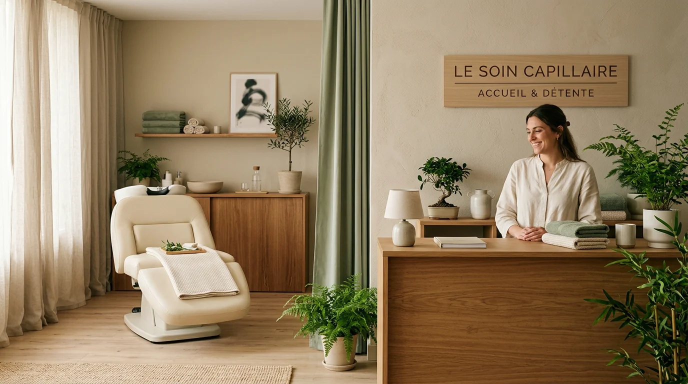 Espace de soin Head Spa apaisant dans un salon professionnel