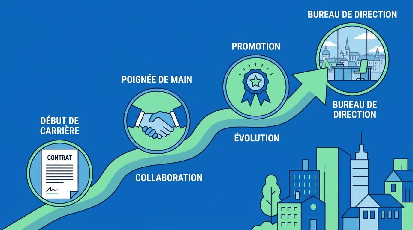 Illustration d'un parcours professionnel ascendant de l'intérim vers le CDI