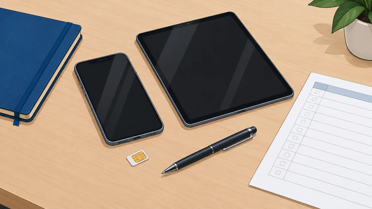 Smartphone, tablette et fiche d’inventaire pour organiser un parc mobile professionnel