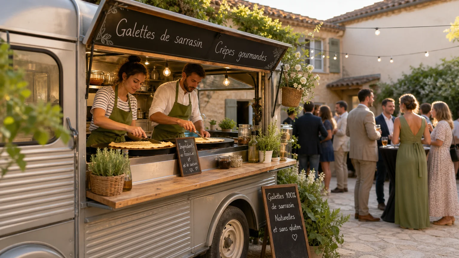 Food truck installé dans un domaine du Luberon pendant une réception