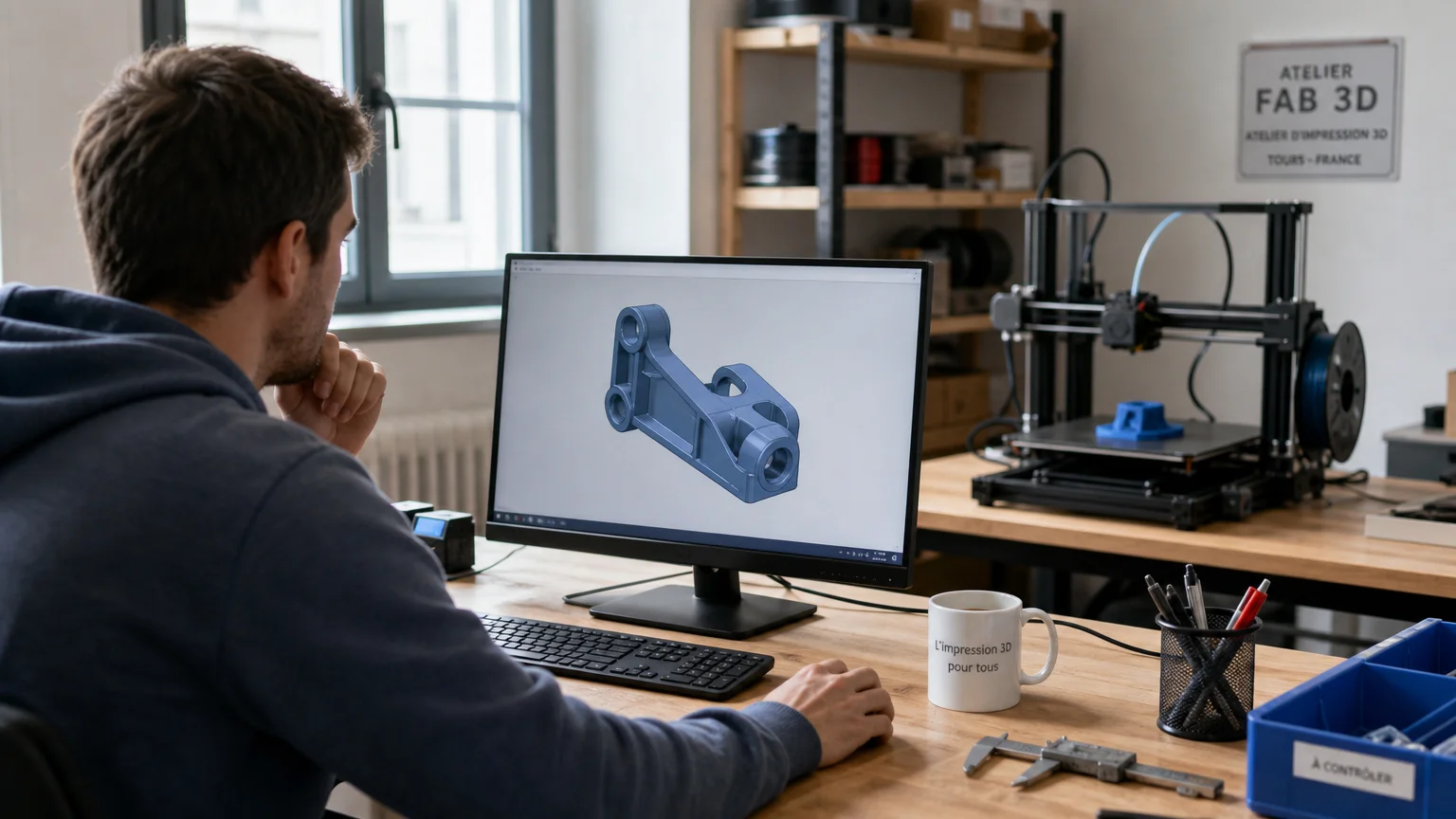 Personne vérifiant un modèle 3D avant son impression