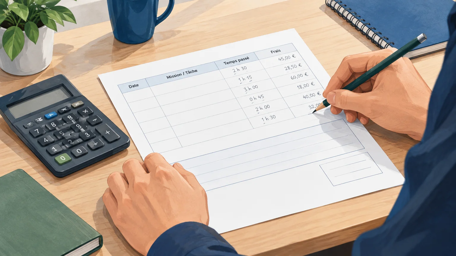Calcul du temps de travail et des frais d’une prestation