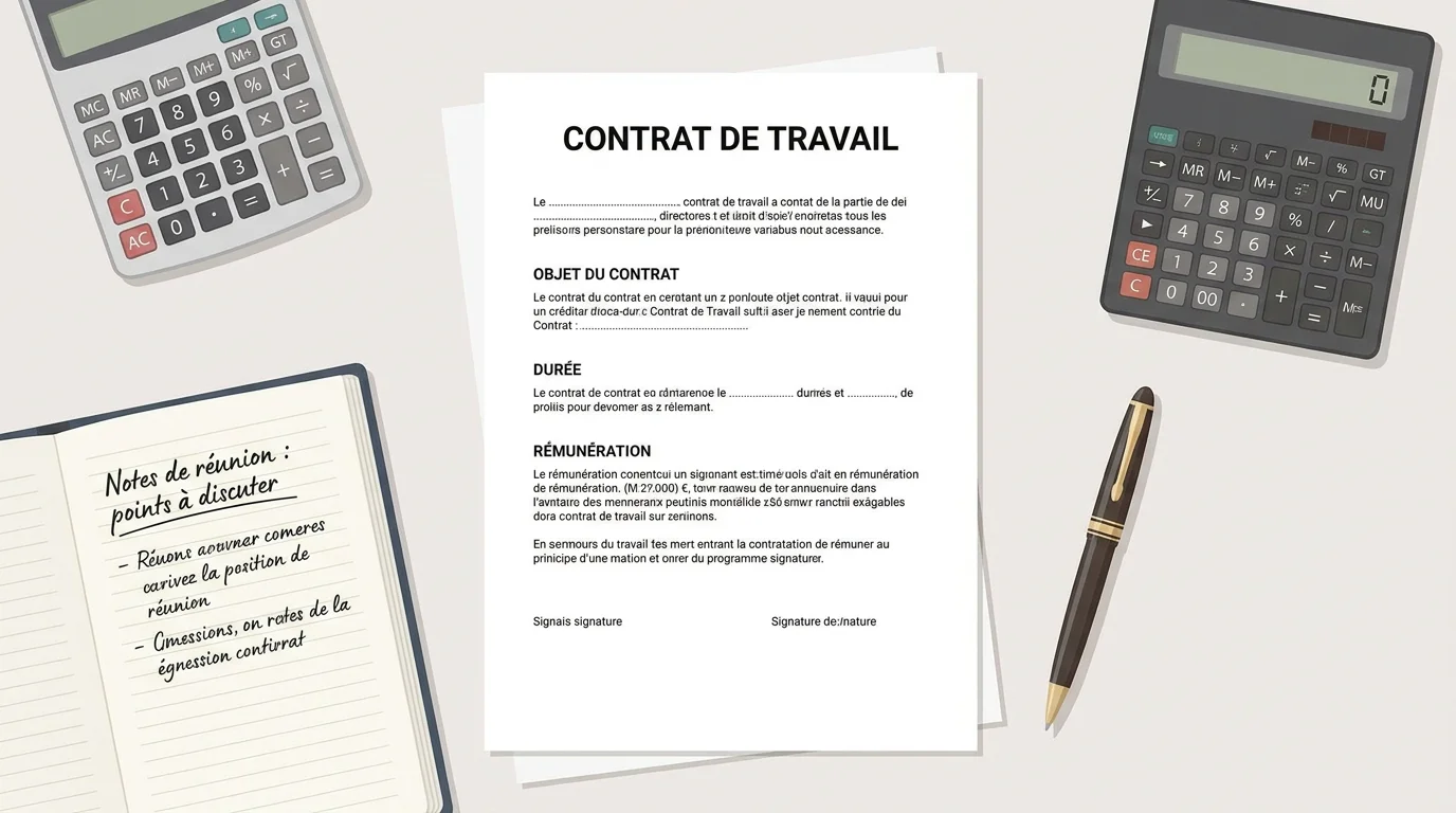 Bureau avec documents administratifs liés à un contrat d'alternance en ressources humaines