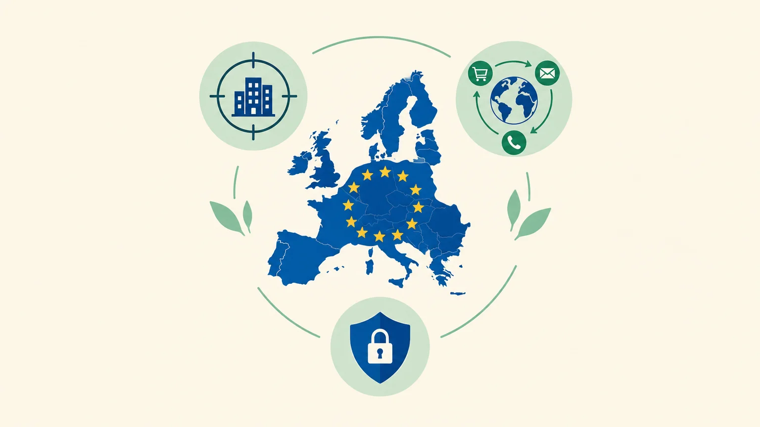 Illustration d’outils de prospection commerciale pour les marchés de l’Union européenne