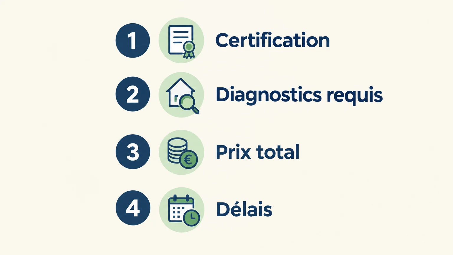 Checklist pour comparer certification, diagnostics, prix et délais
