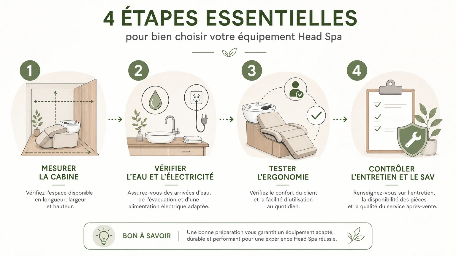 Checklist visuelle pour choisir un équipement Head Spa professionnel