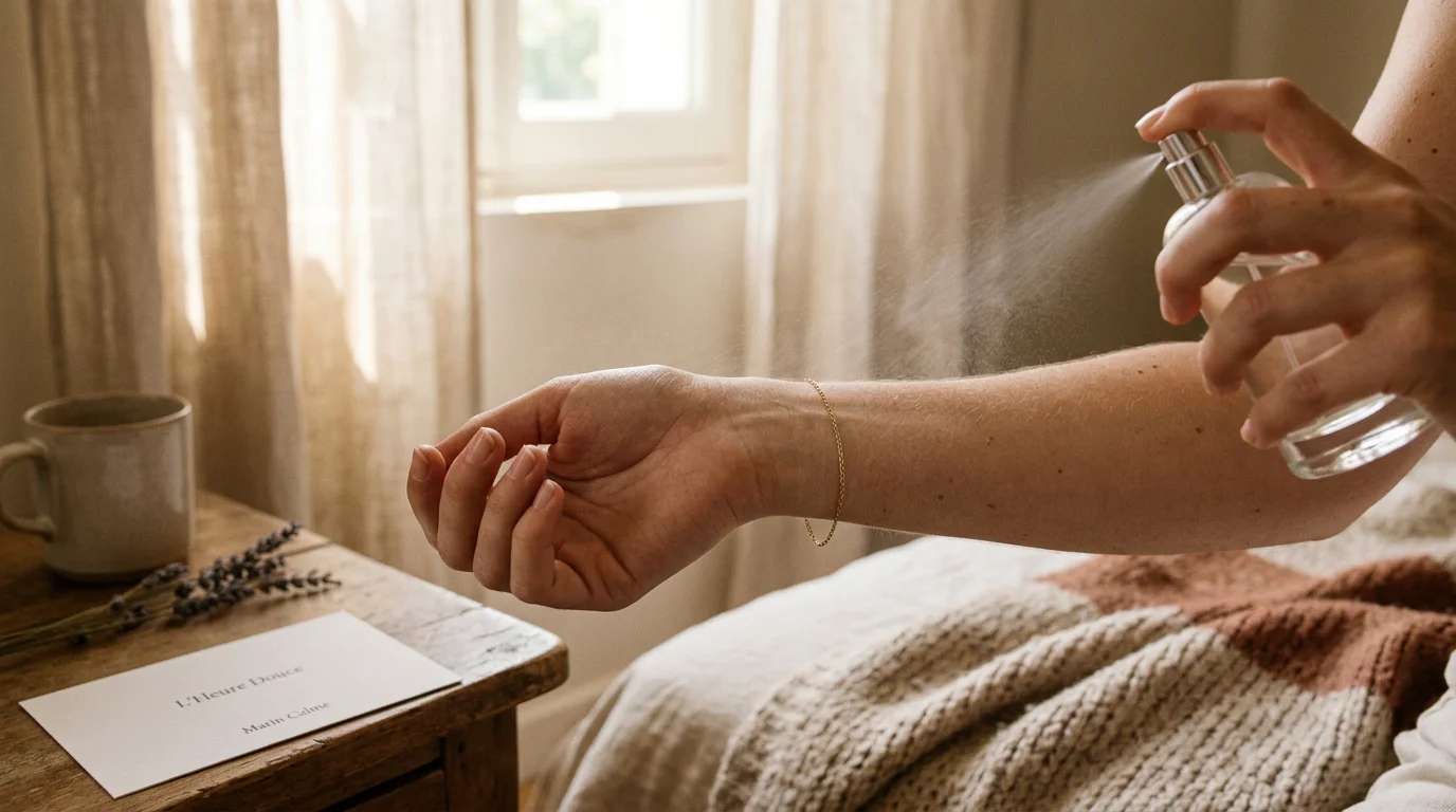 Application de parfum sur le poignet, point de pulsation