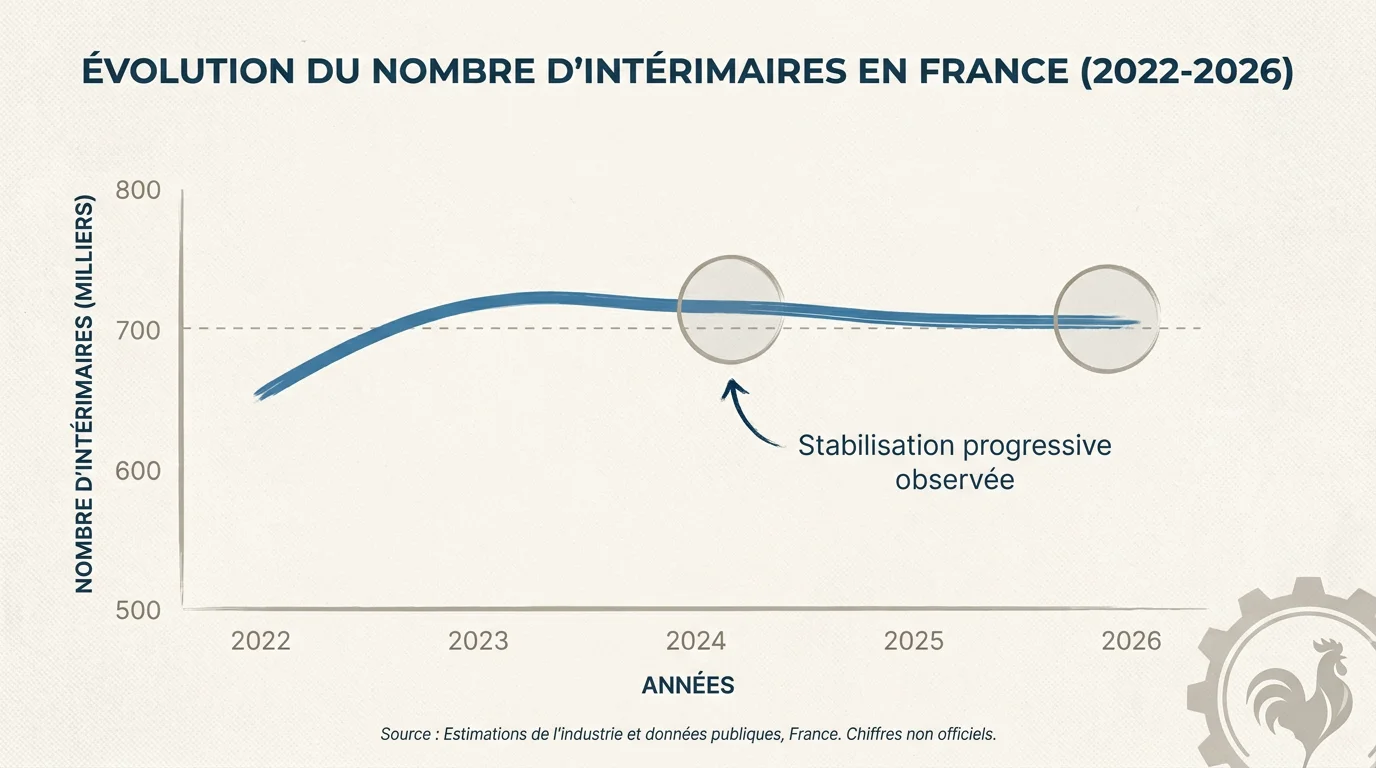 Graphique illustrant l'évolution du marché de l'intérim en France ces dernières années