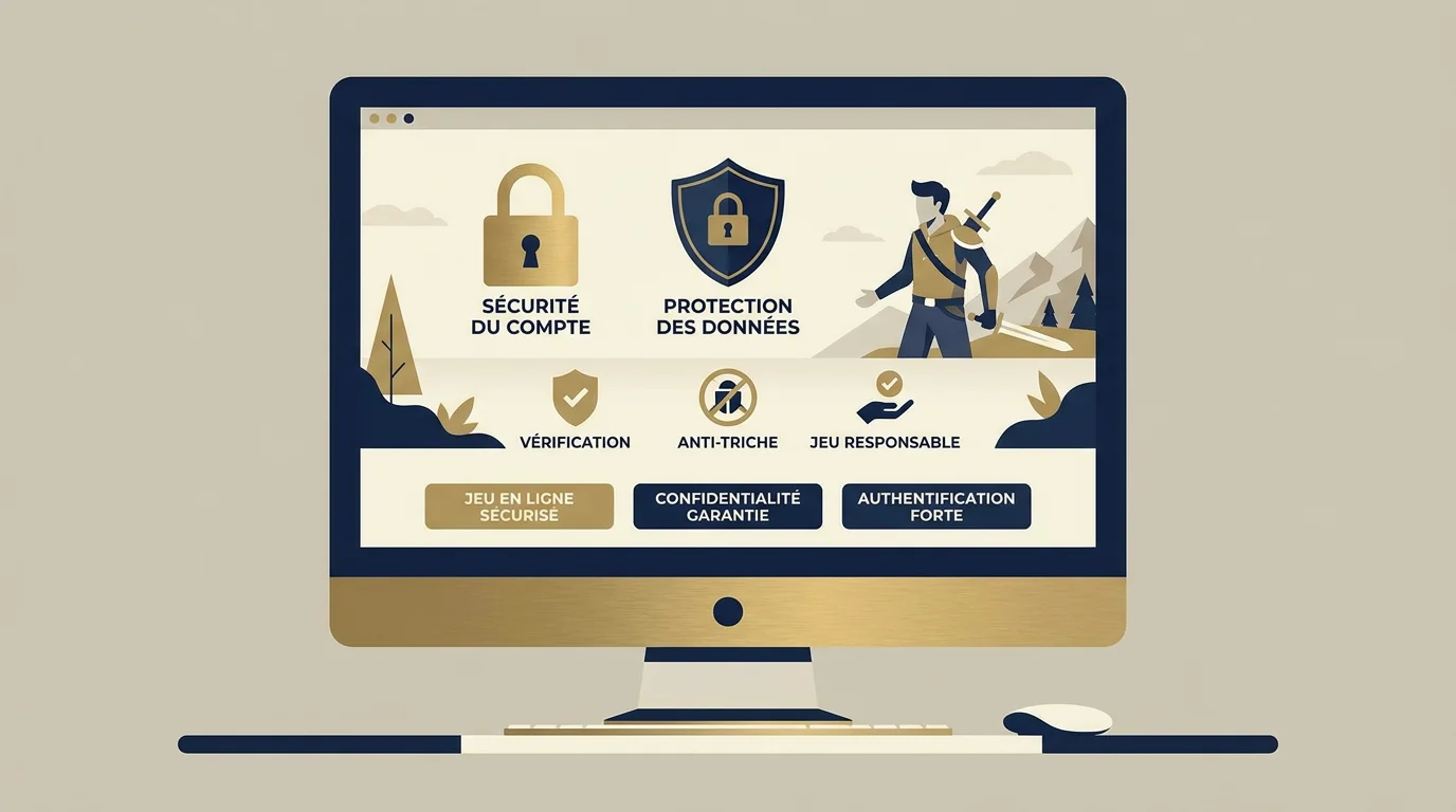 Illustration d'une interface de casino en ligne sécurisée avec icônes de protection