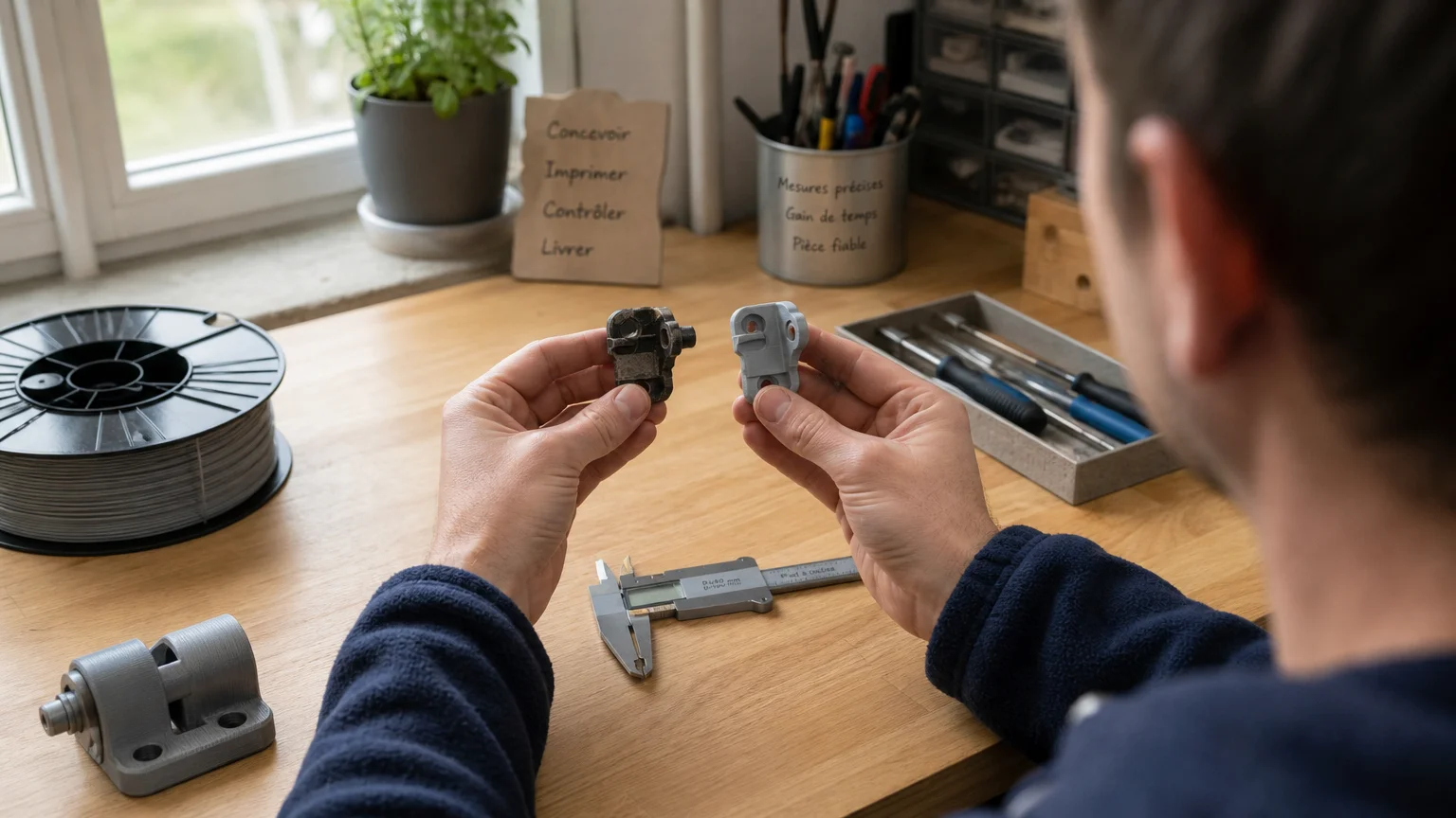 Comparaison entre une pièce cassée et sa version imprimée en 3D