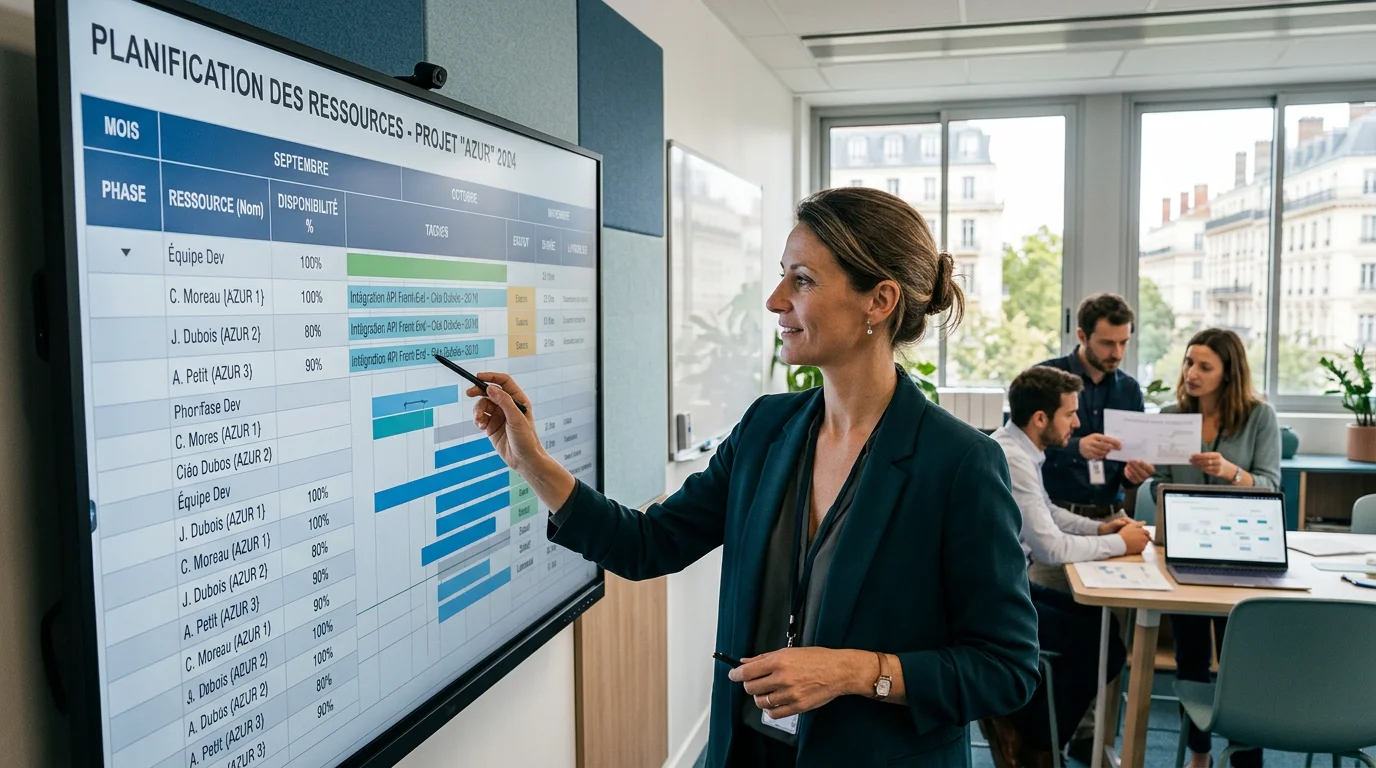 Responsable planifiant les missions de ses consultants sur un écran de planning