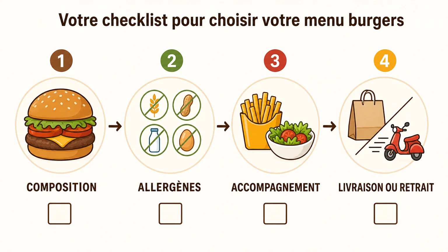 Checklist des critères pour choisir un menu burgers