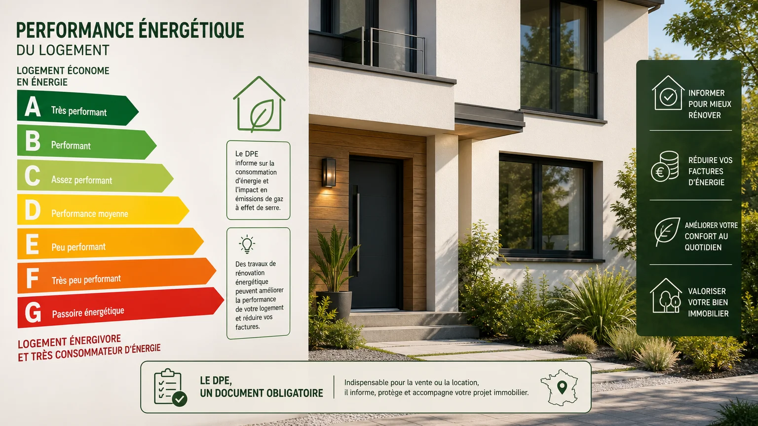 Étiquette énergie A à G d'un logement en France