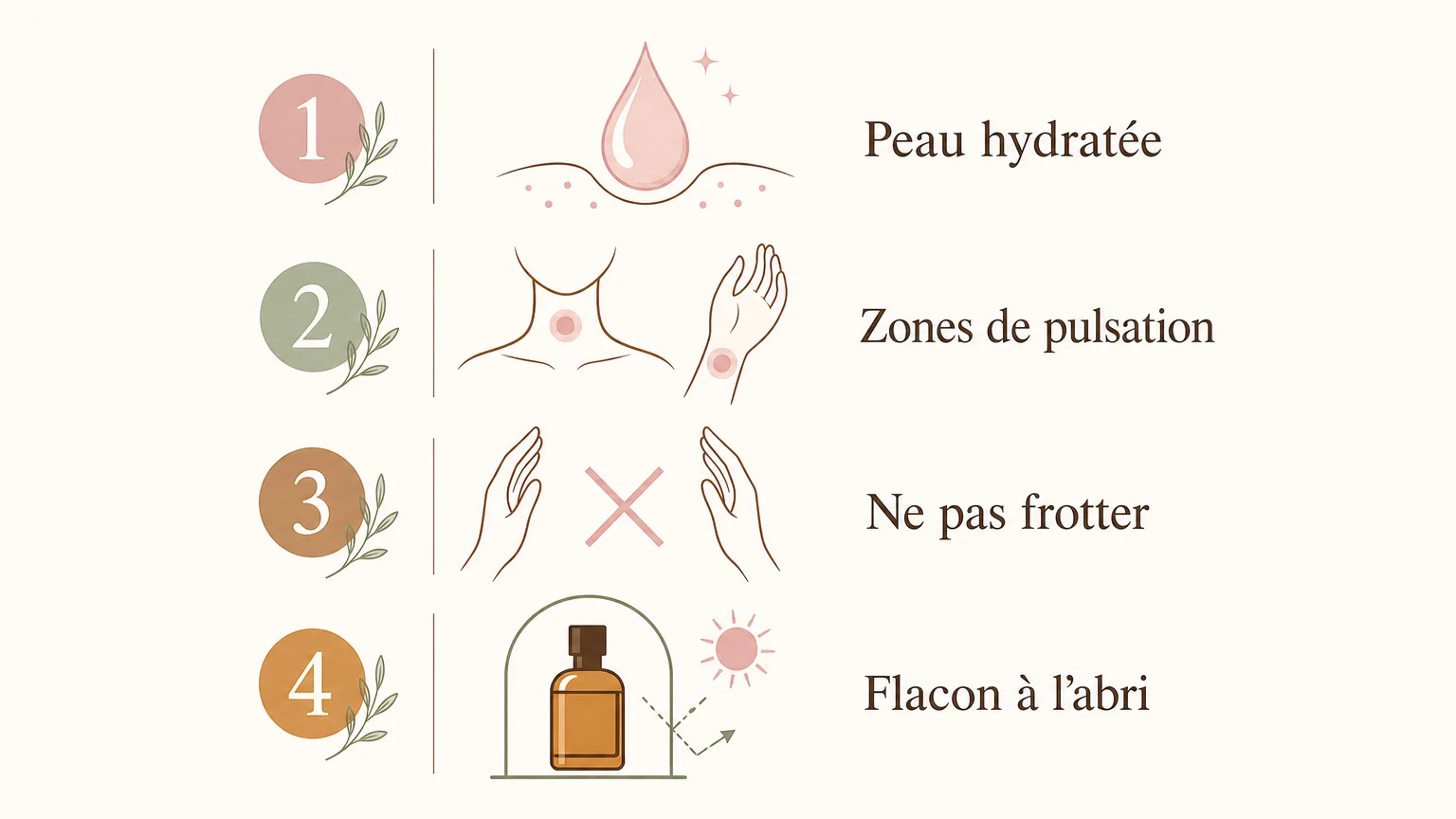 Checklist en français pour mieux appliquer un parfum floral