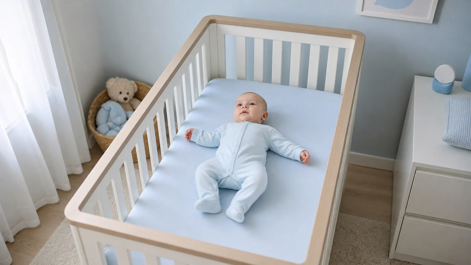 Espace de sommeil sécurisé pour un nourrisson couché sur le dos