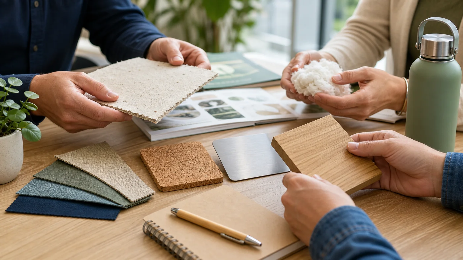 Échantillons de matières responsables pour choisir des goodies professionnels
