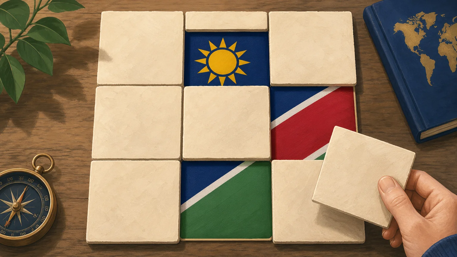Flag tiles being progressively revealed in a guessing game