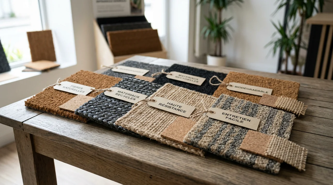 Échantillons de tapis publicitaires en matériaux recyclés et naturels