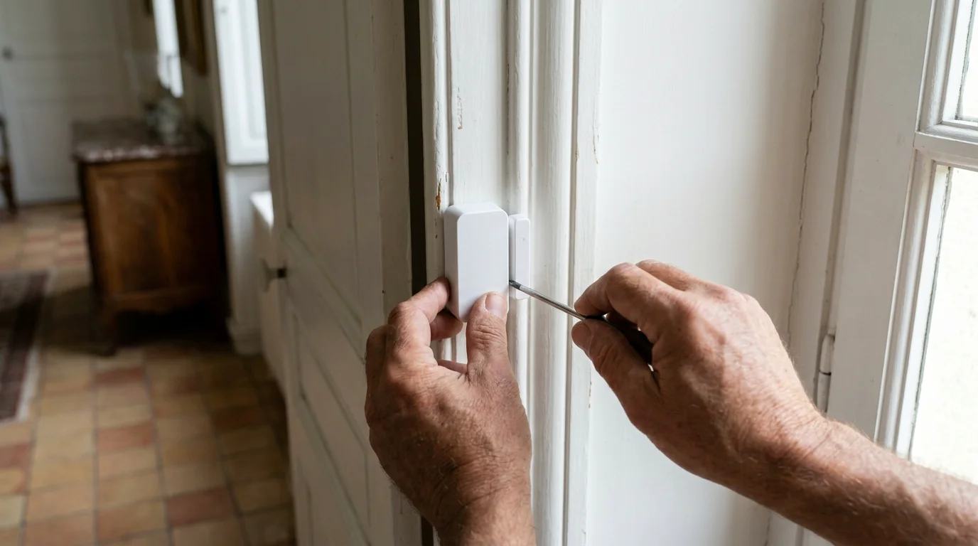 Pose d'un détecteur d'ouverture sans fil sur un encadrement de porte