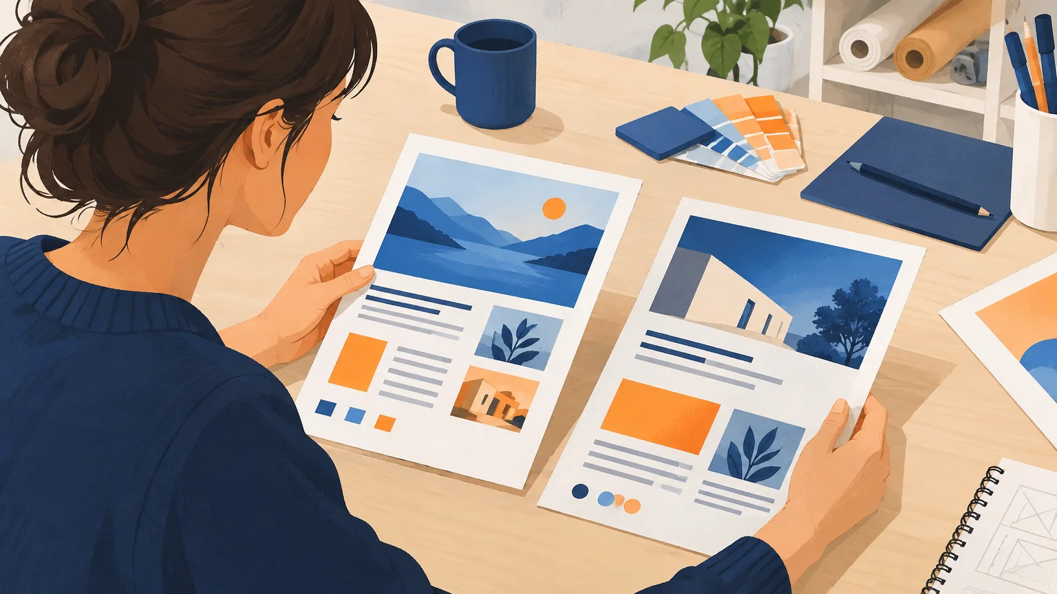 Comparaison de prospectus imprimés pour vérifier la lisibilité de leur mise en page