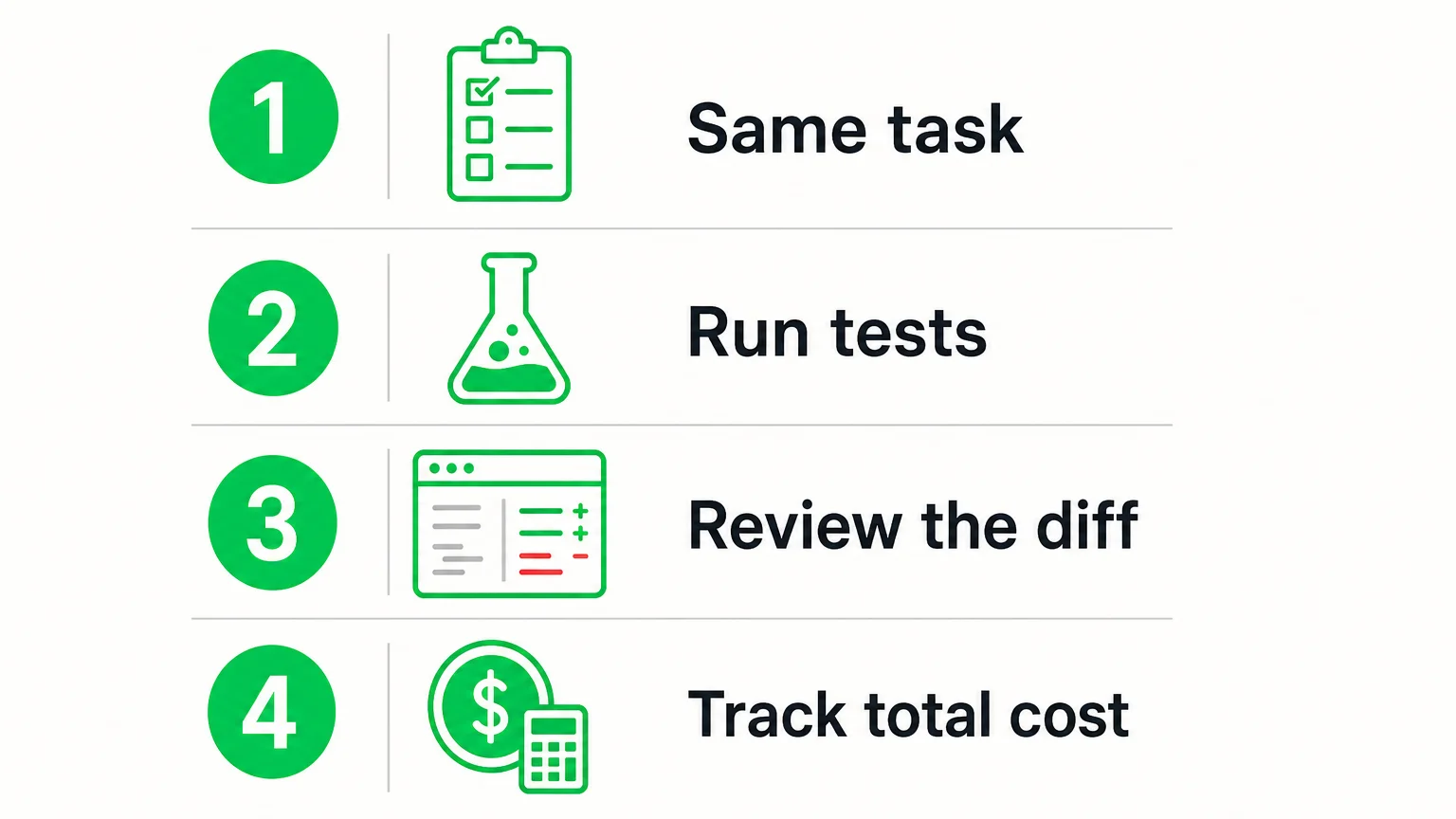 Four step checklist for evaluating coding models