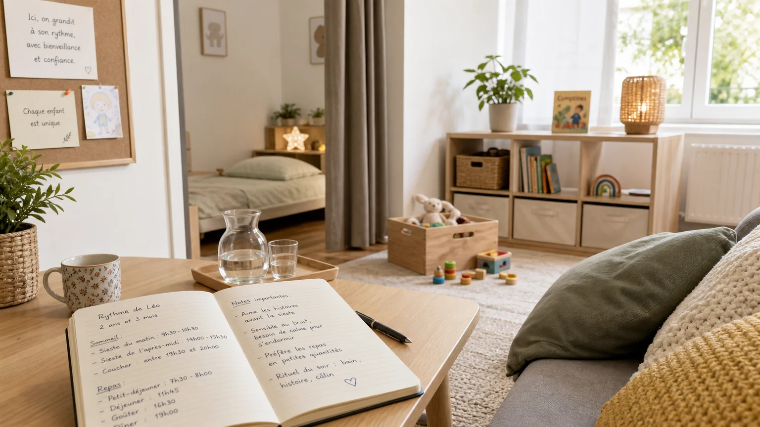 Espace d’accueil organisé selon le rythme et les besoins de l’enfant
