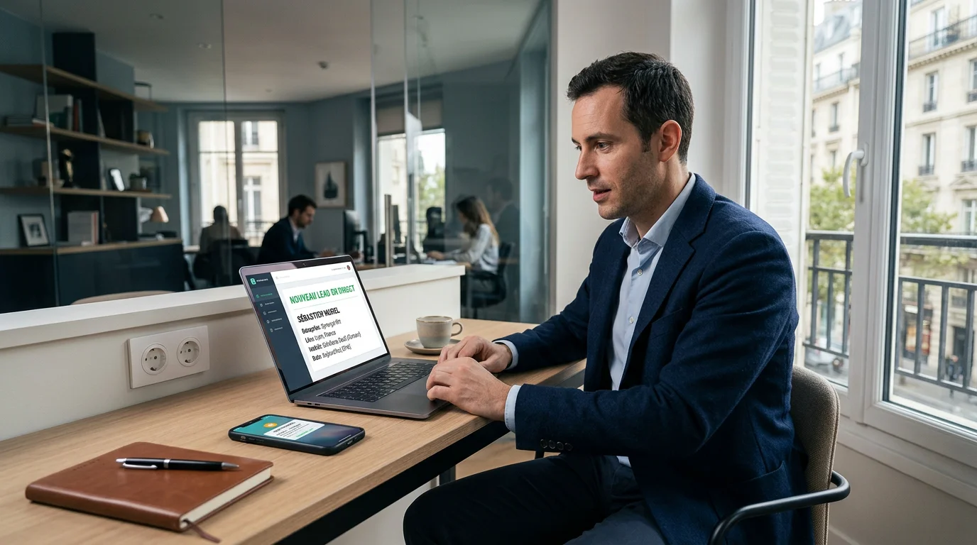 Commercial réagissant en temps réel à une notification de nouveau prospect