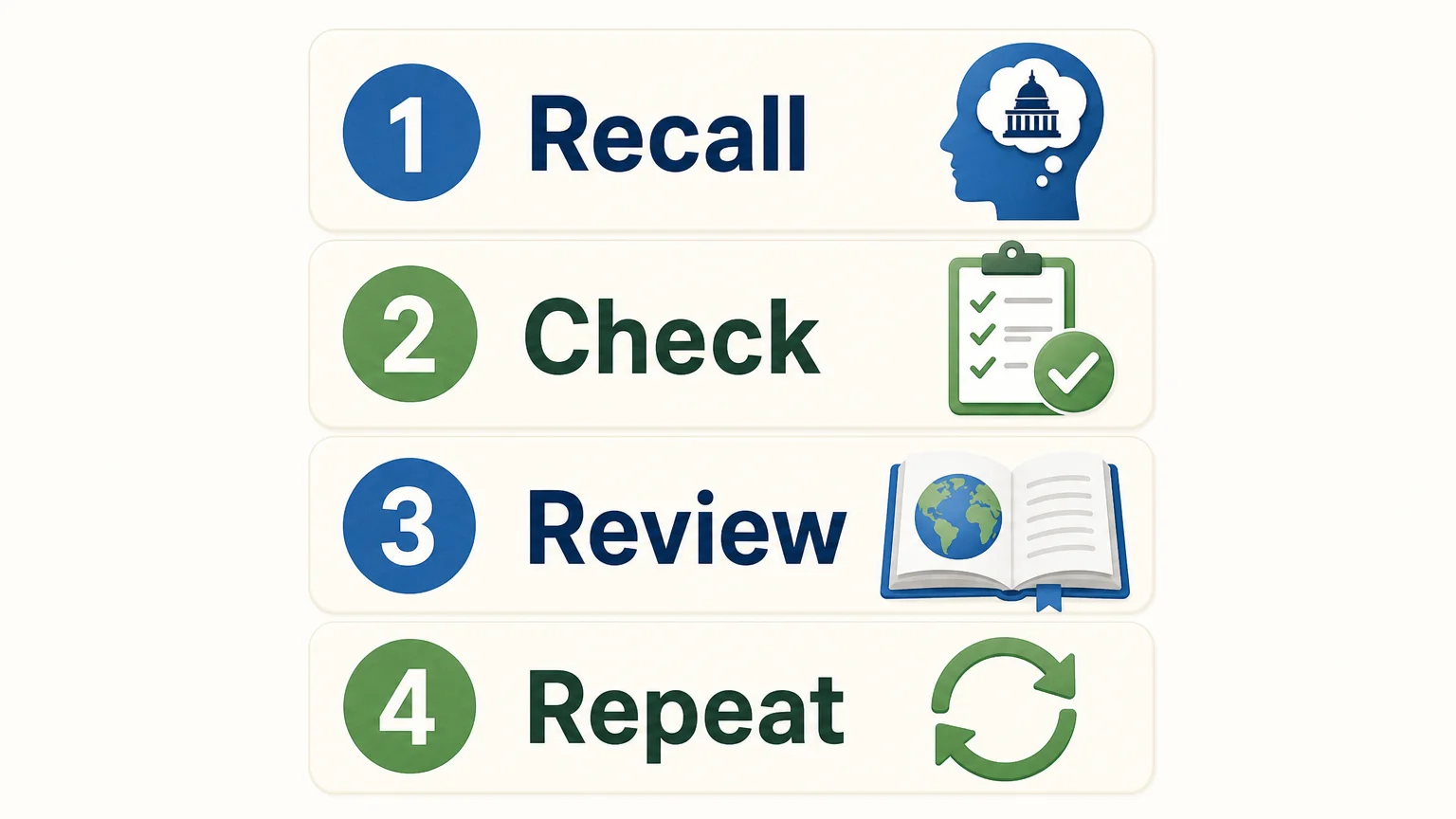 Four step checklist for building a daily world capitals practice habit