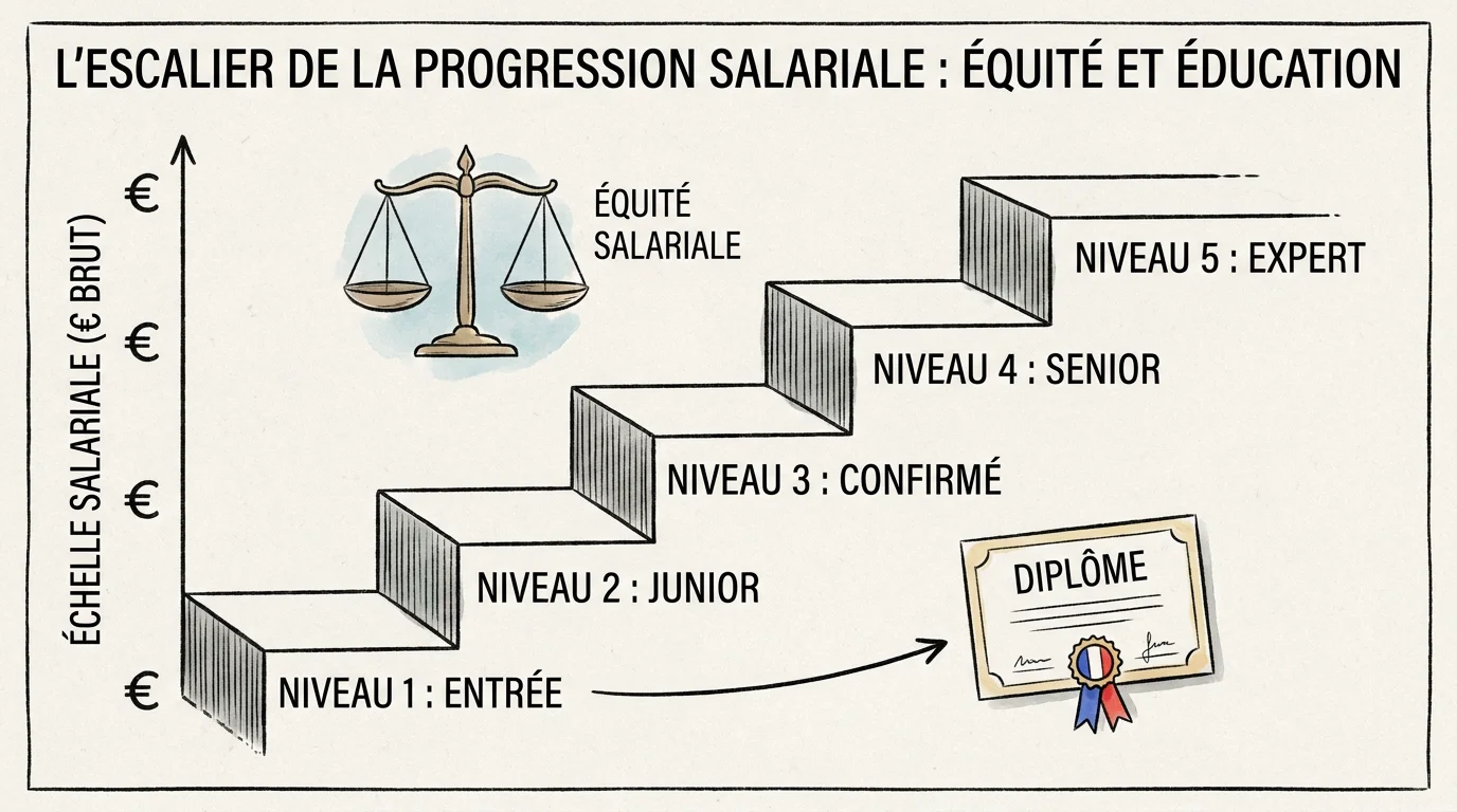 Illustration de la progression salariale d'un juriste en alternance en France