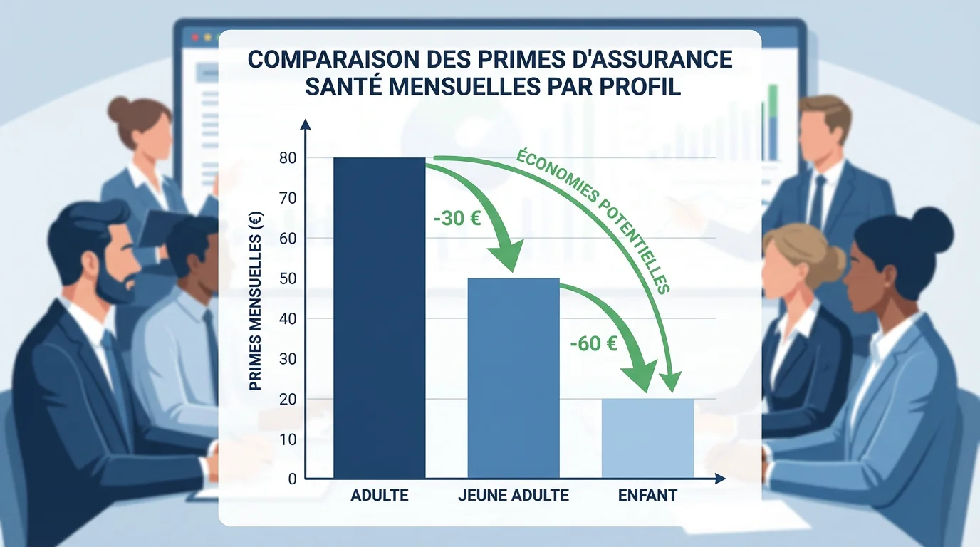 Infographie montrant les économies possibles en changeant de caisse maladie en Suisse