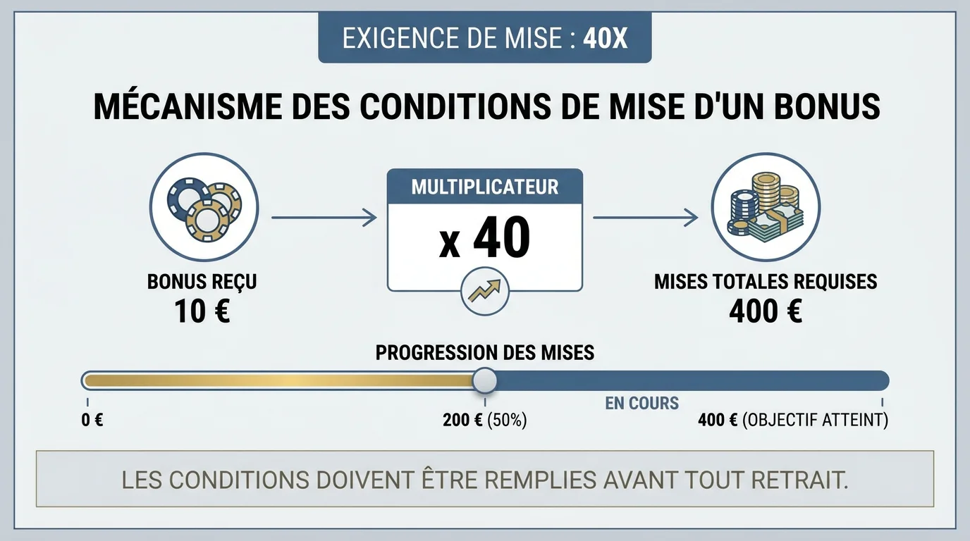 Infographie expliquant le calcul des conditions de mise d