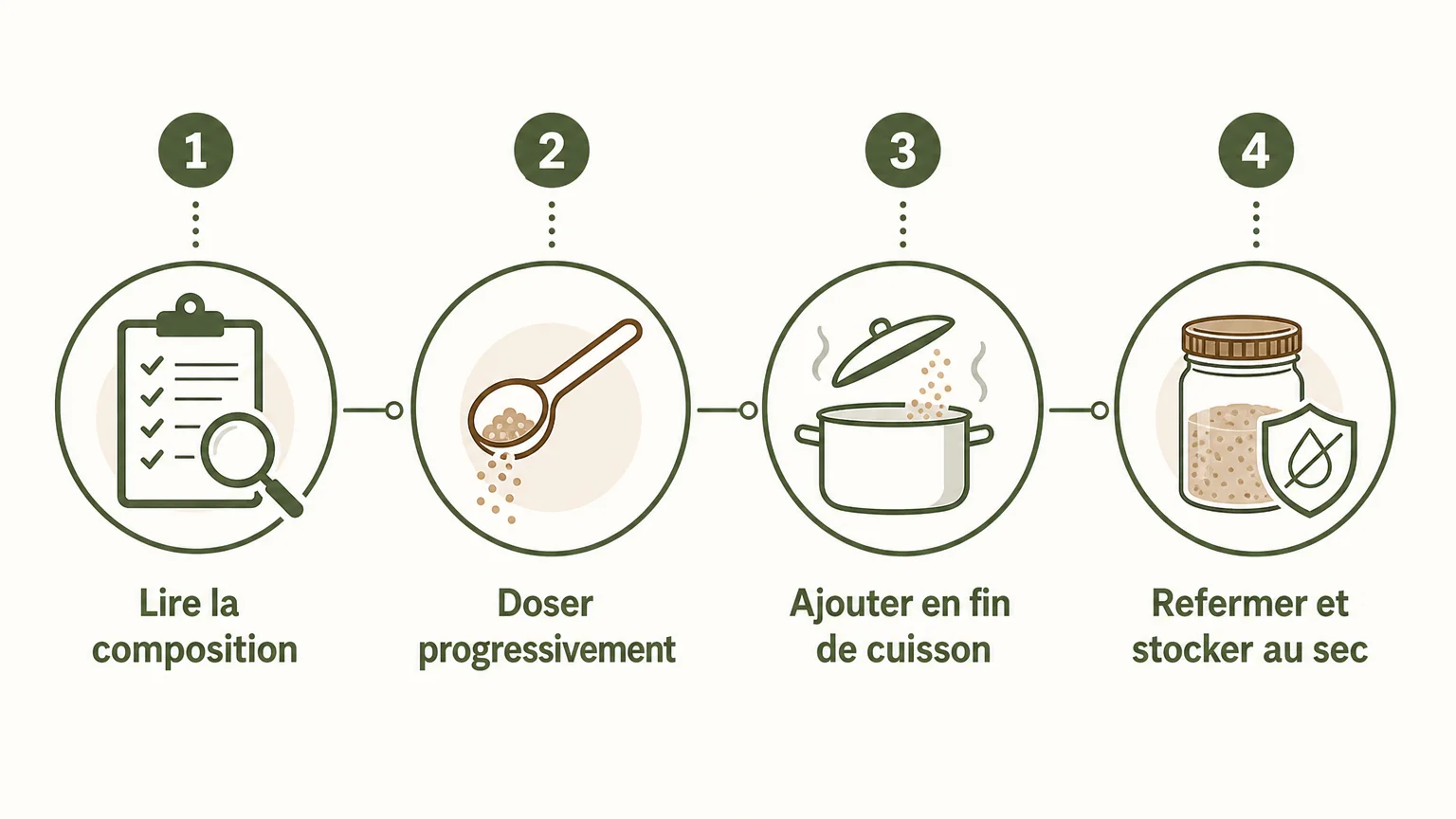 Checklist pour doser et conserver un mélange massala