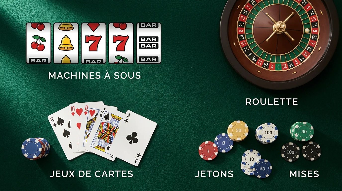 Illustration éditoriale des catégories de jeux de casino en ligne éligibles à un bonus