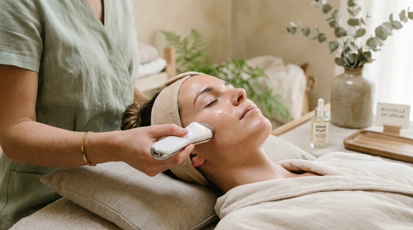 Soin du visage revitalisant appliqué sur une peau éclatante