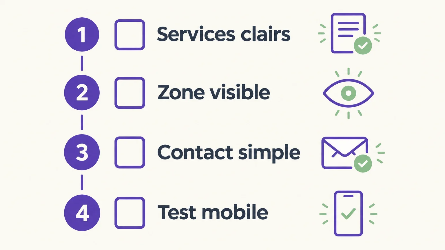 Liste de vérification pour un site de conciergerie clair et adapté au mobile