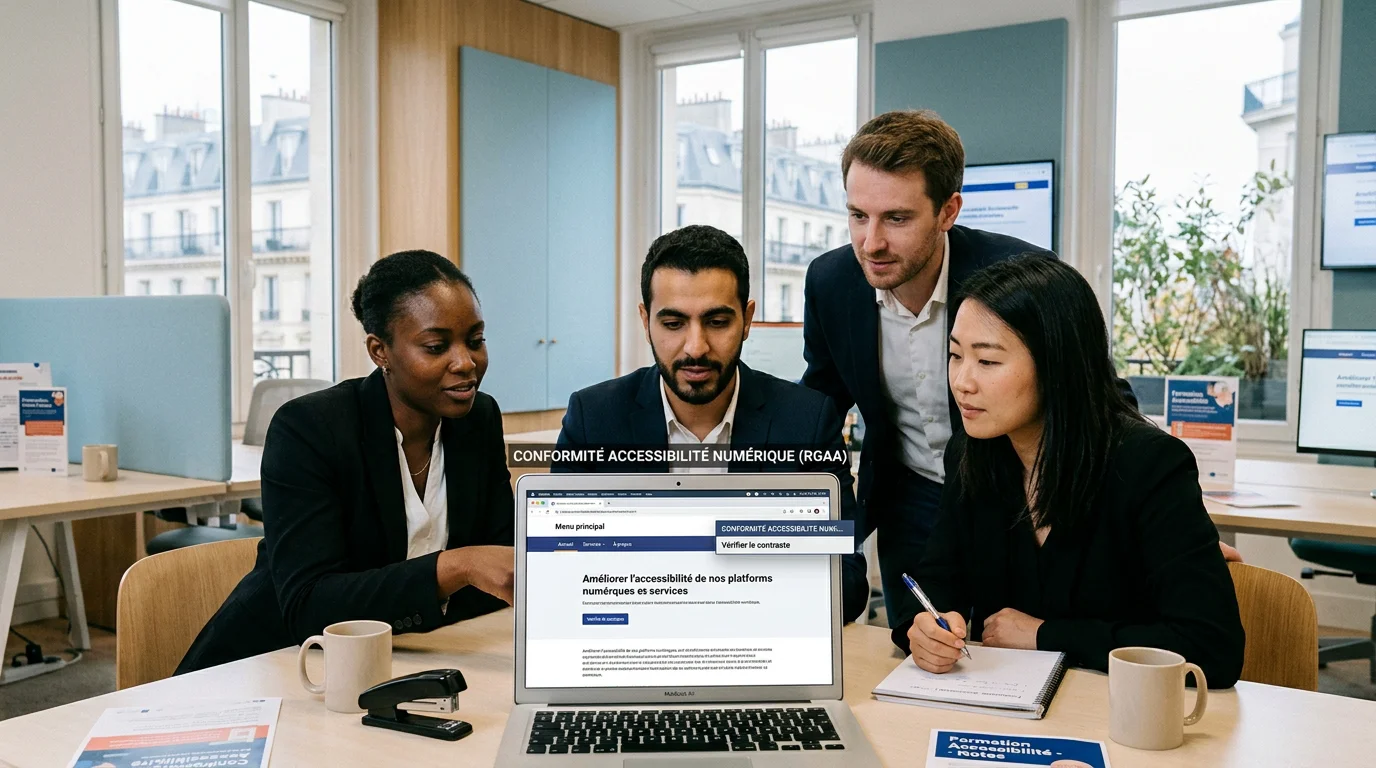 Équipe web suivant une formation à l'accessibilité numérique en entreprise