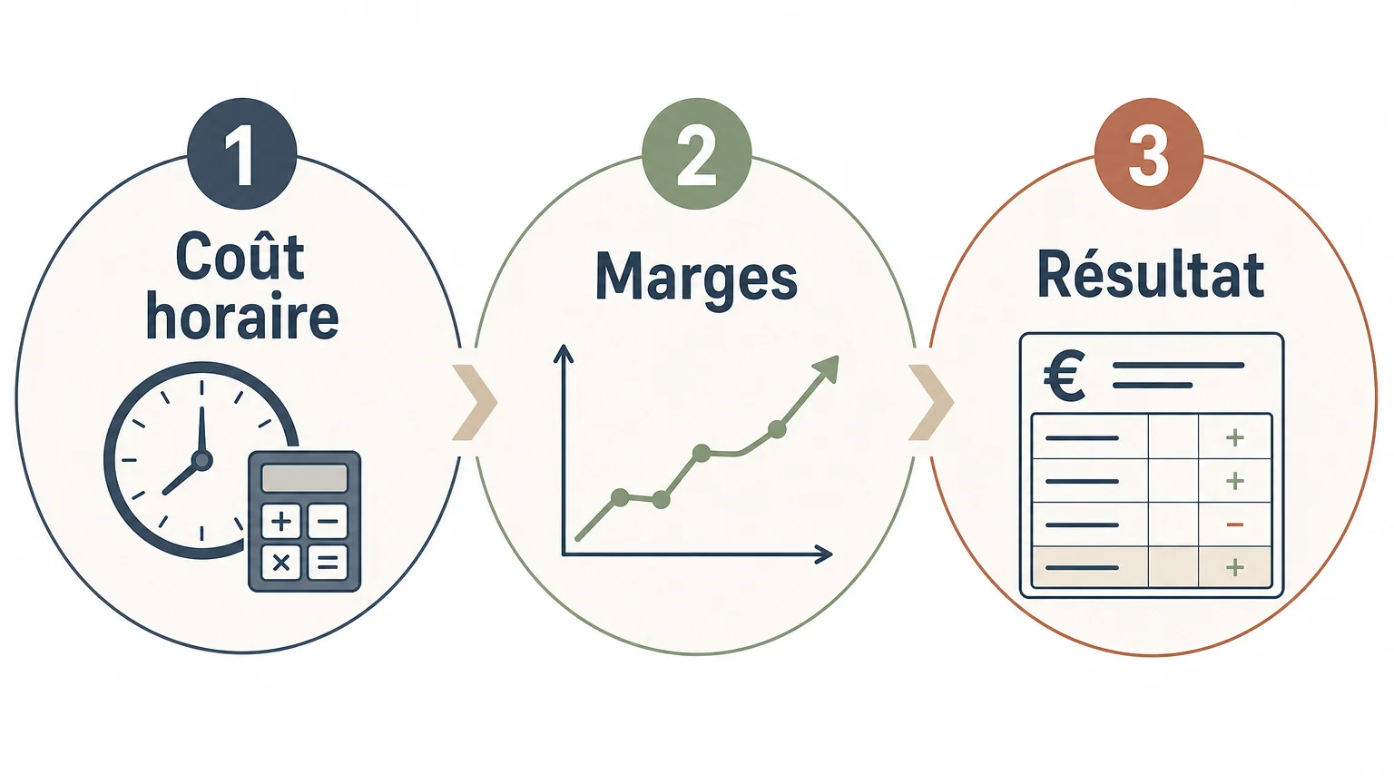 Infographie des trois étapes du pilotage financier d’une entreprise