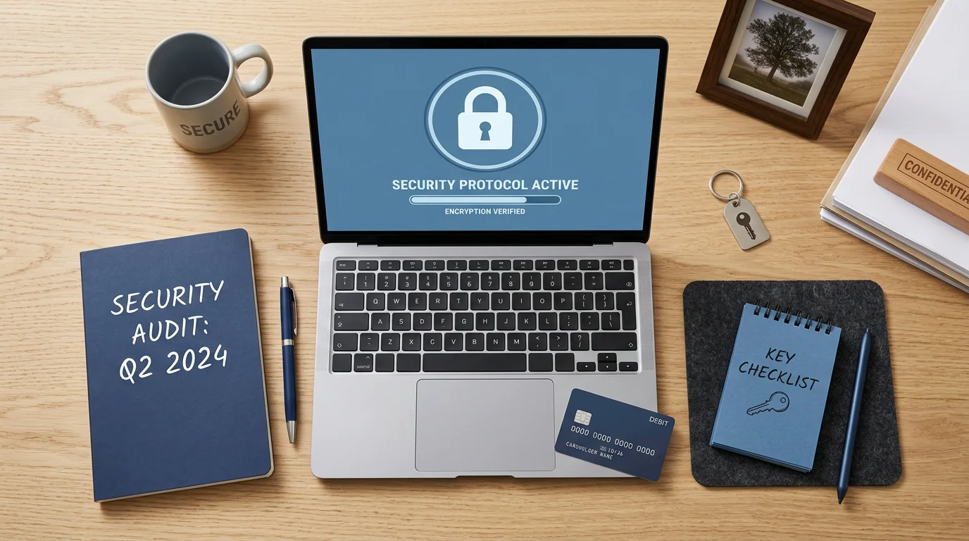 Desk arrangement representing online casino payment security