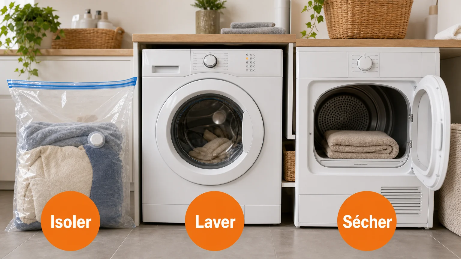 Étapes de traitement du linge contre les punaises de lit