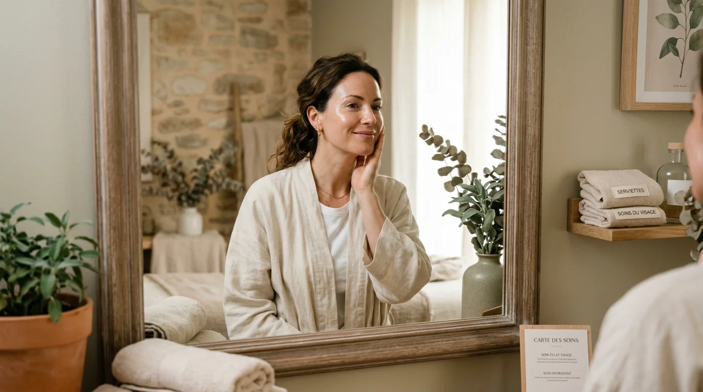 Femme au teint lumineux après un soin visage hydratant