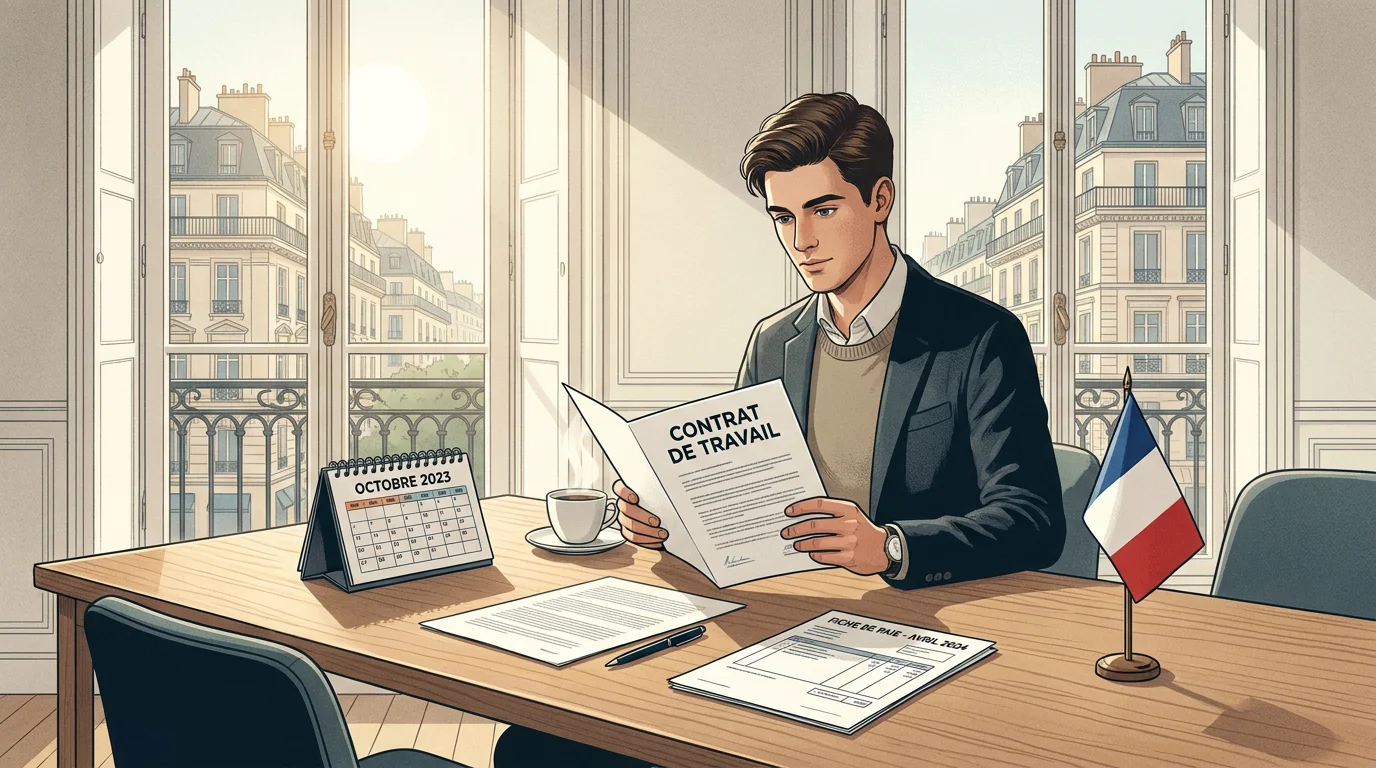 Étudiant consultant son contrat de travail pour un job d'été en France