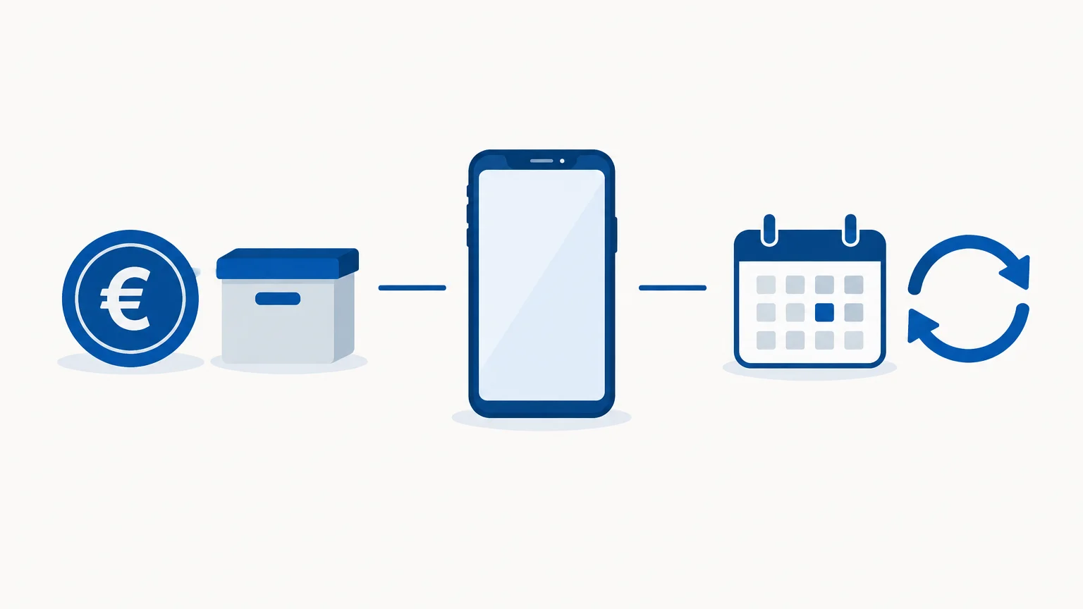 Illustration d’un smartphone entre les options d’achat et de location